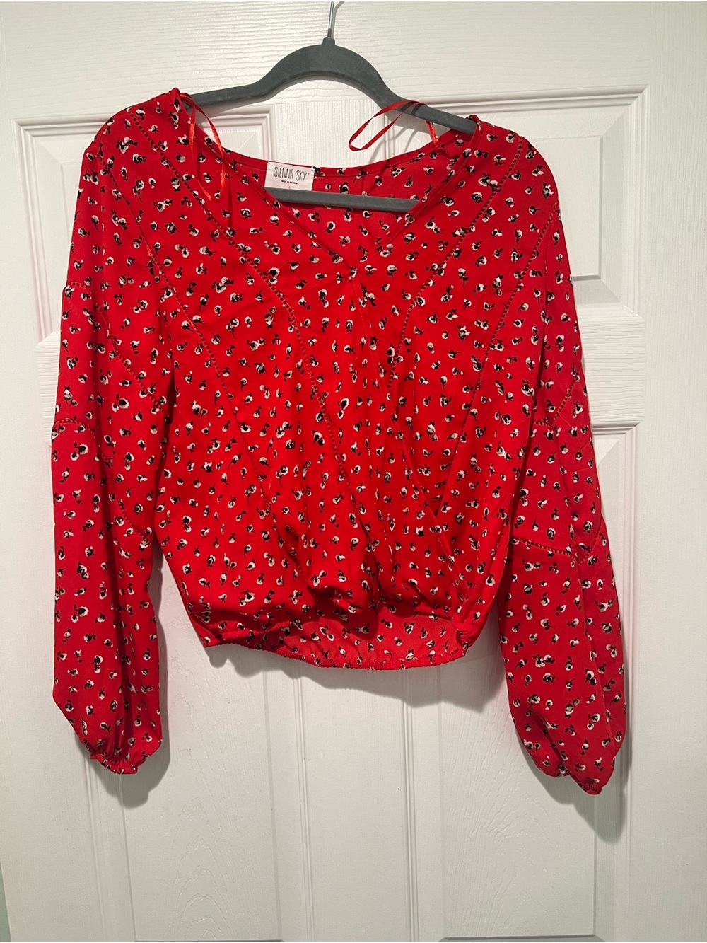 Sienna Sky Red Long-Sleeve Printed Blouse